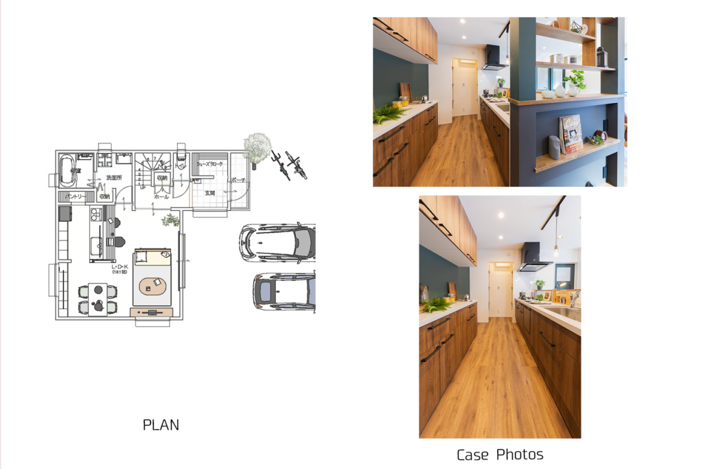 大阪 北摂の注文住宅 パントリー施工例
1帖のウォークインタイプのパントリー
