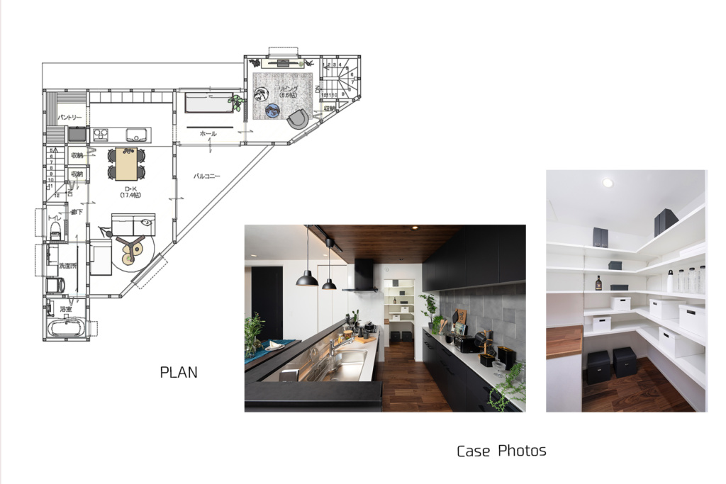 大阪　北摂の注文住宅 大容量パントリー施工例　大容量